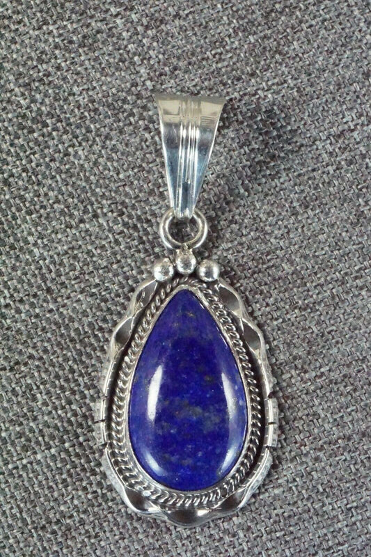 Navajo Lapis and Sterling Silver Pendant - Samuel Yellowhair