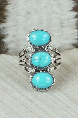 Turquoise & Sterling Silver Ring - Sheena Jack - Size 7.75