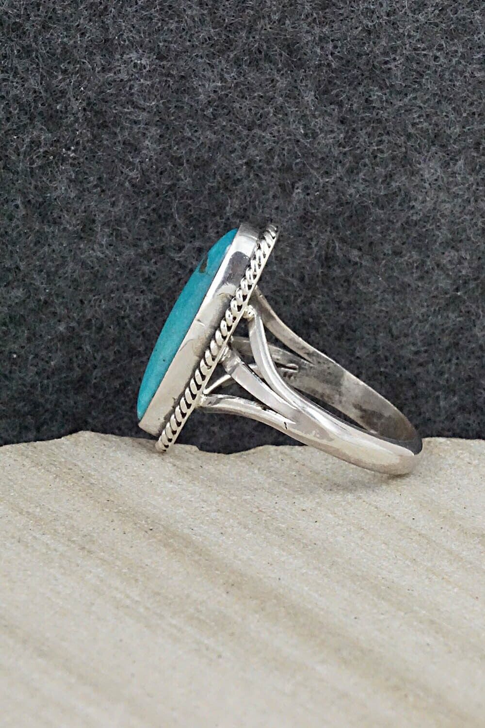 Turquoise & Sterling Silver Ring - Mark Barney - Size 8