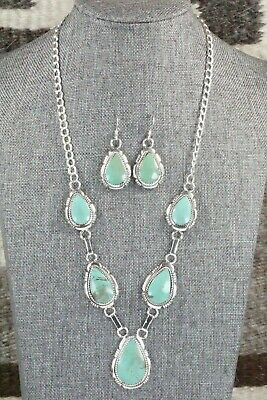 Turquoise & Sterling Silver Necklace and Earrings - Tom Lewis