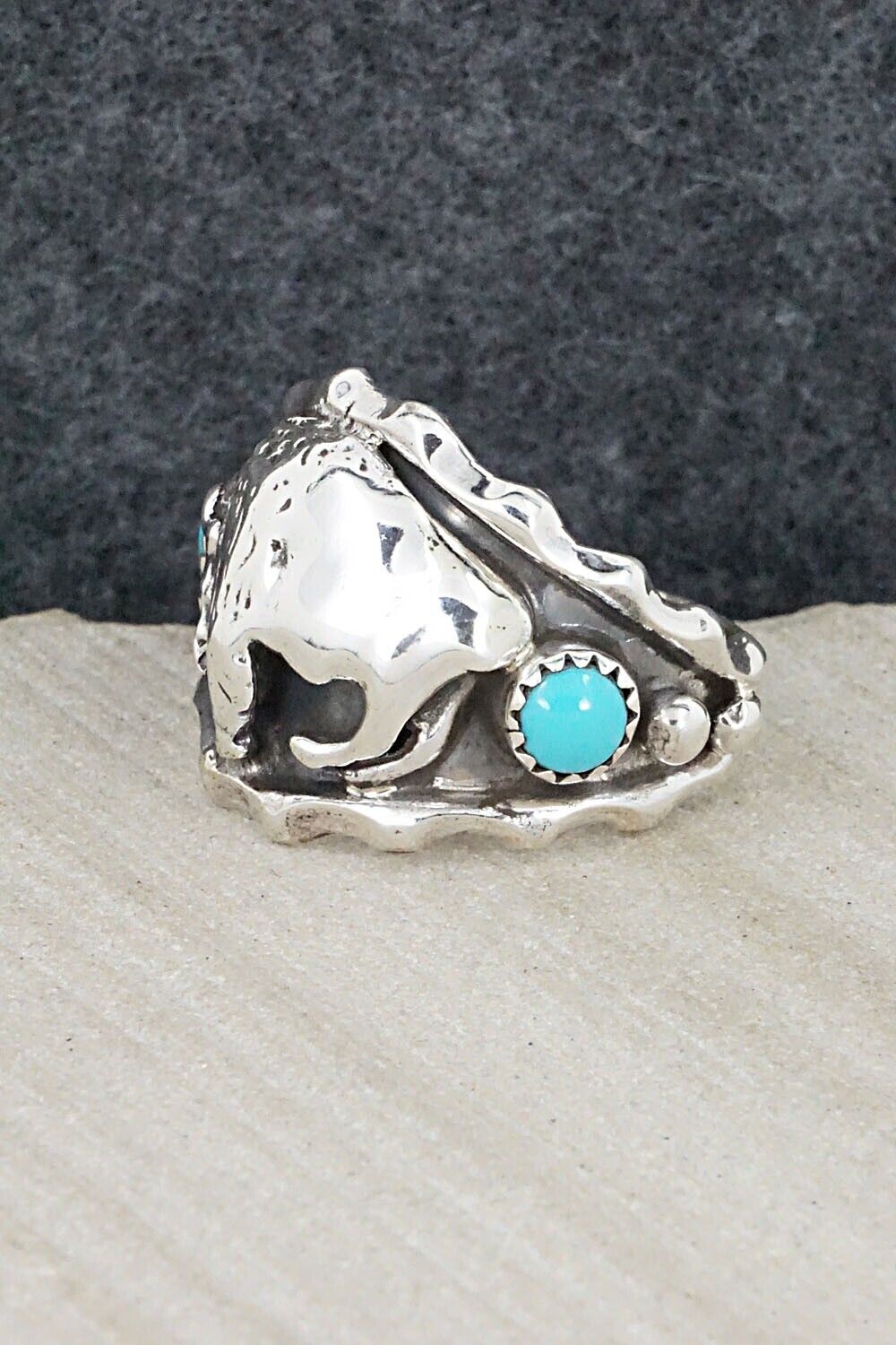 Turquoise & Sterling Silver Ring - Genevieve Francisco - Size 10.5