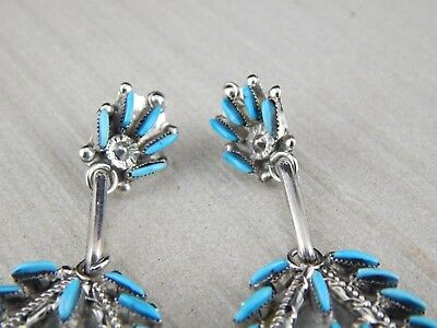 Zuni Sterling Silver & Turquoise Earrings - Evangeline Wyaco - High Lonesome Trading