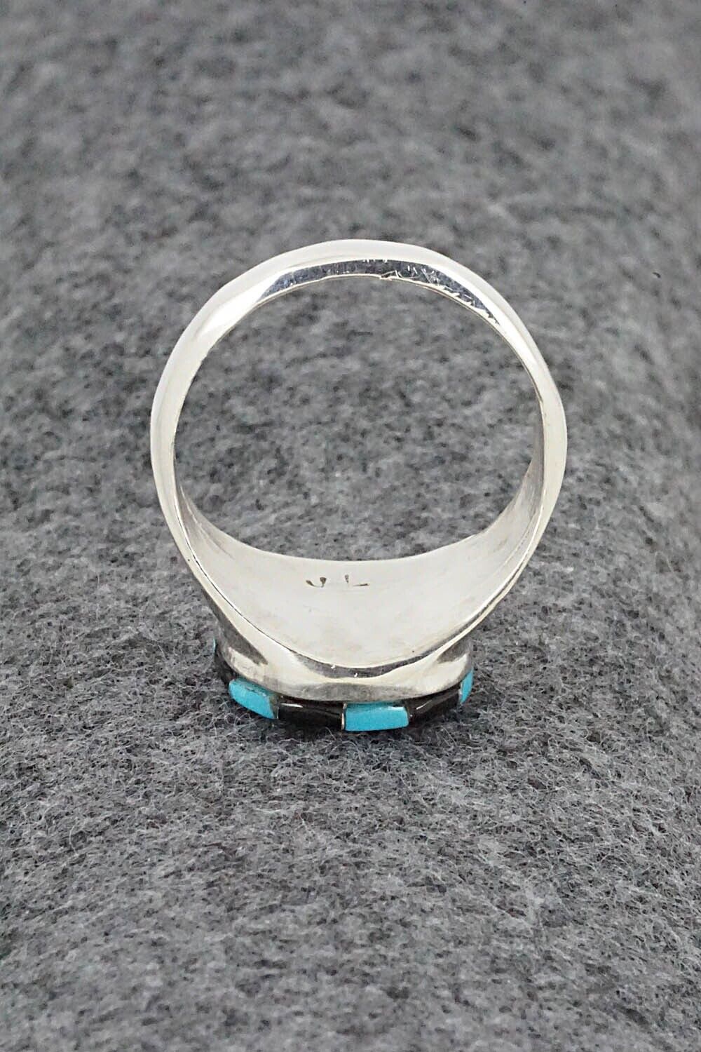 Turquoise, Onyx & Sterling Silver Ring - Johnson Laweka - Size 10