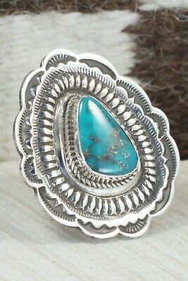 Turquoise and Sterling Silver Ring - Leonard Maloney - Size 8