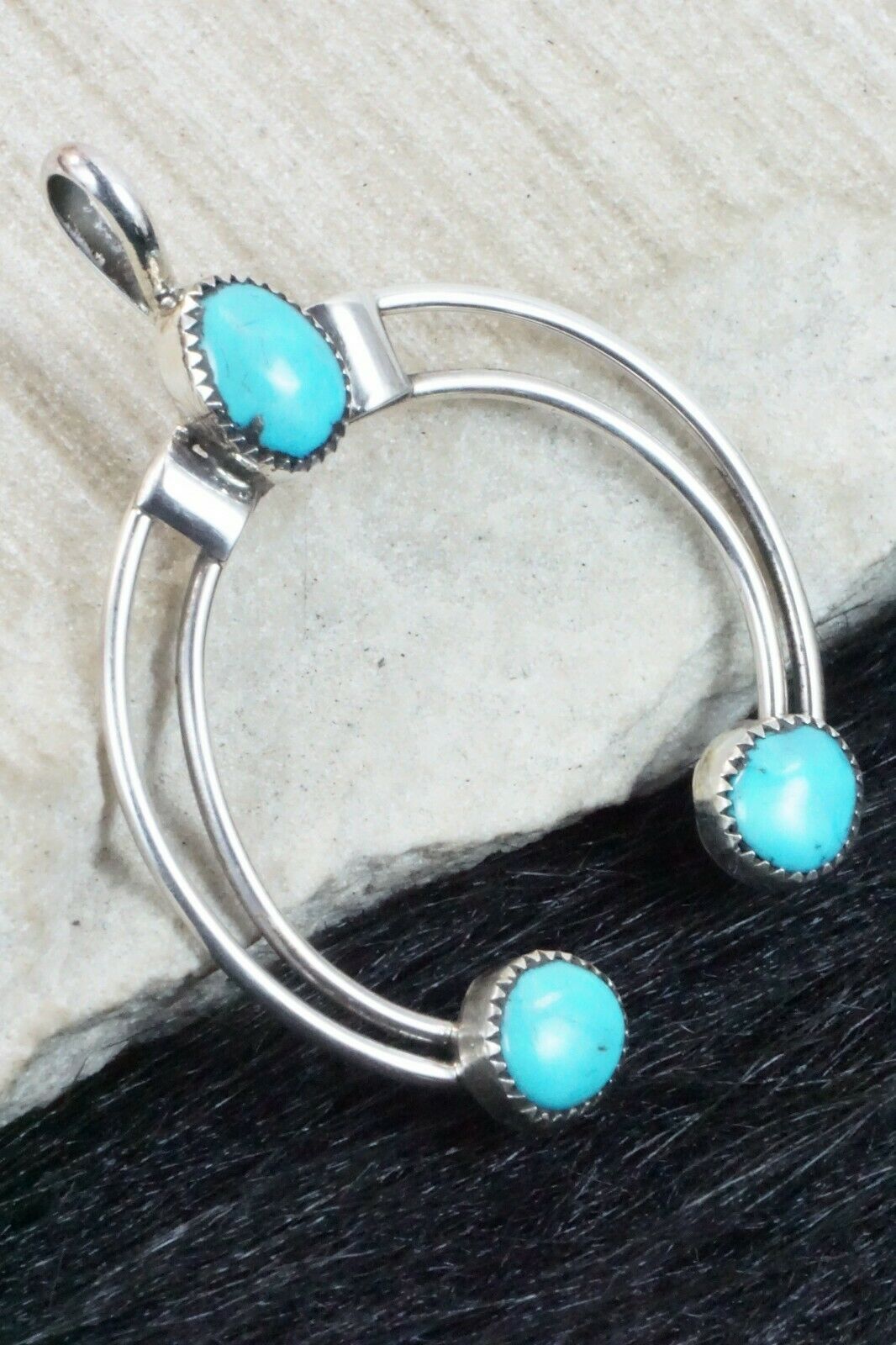 Turquoise & Sterling Silver Pendant - Priscilla Reeder
