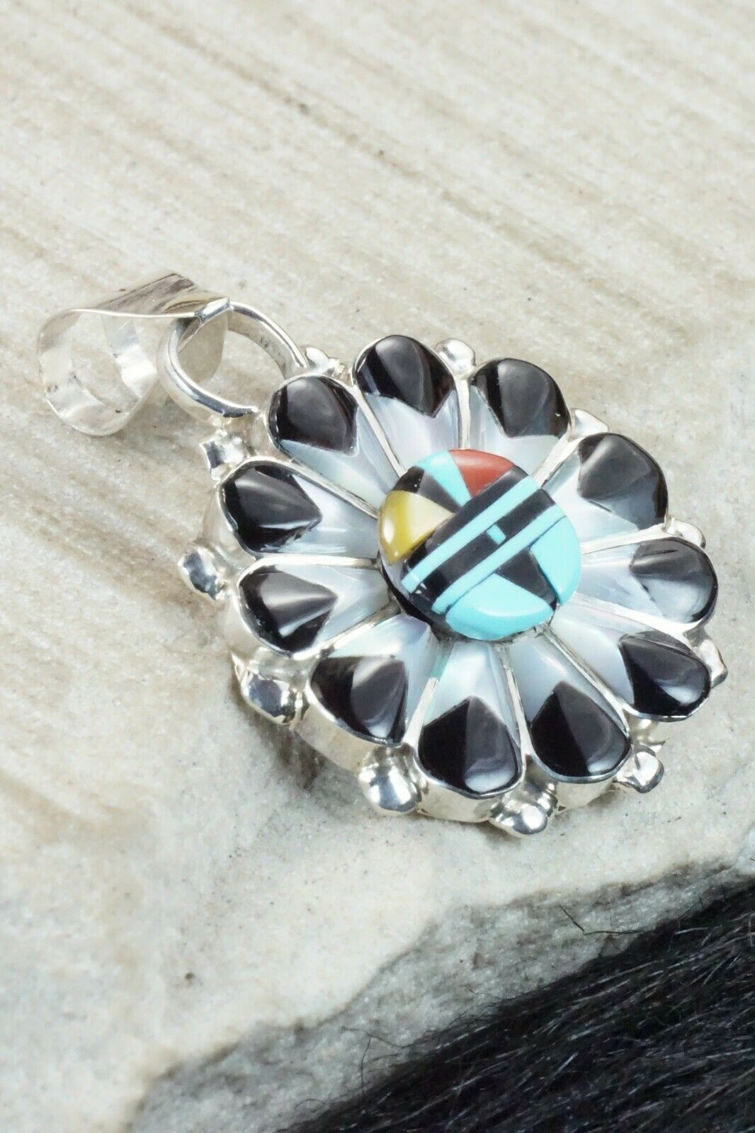 Multi Stone & Sterling Silver Pendant - Andrick Dewa