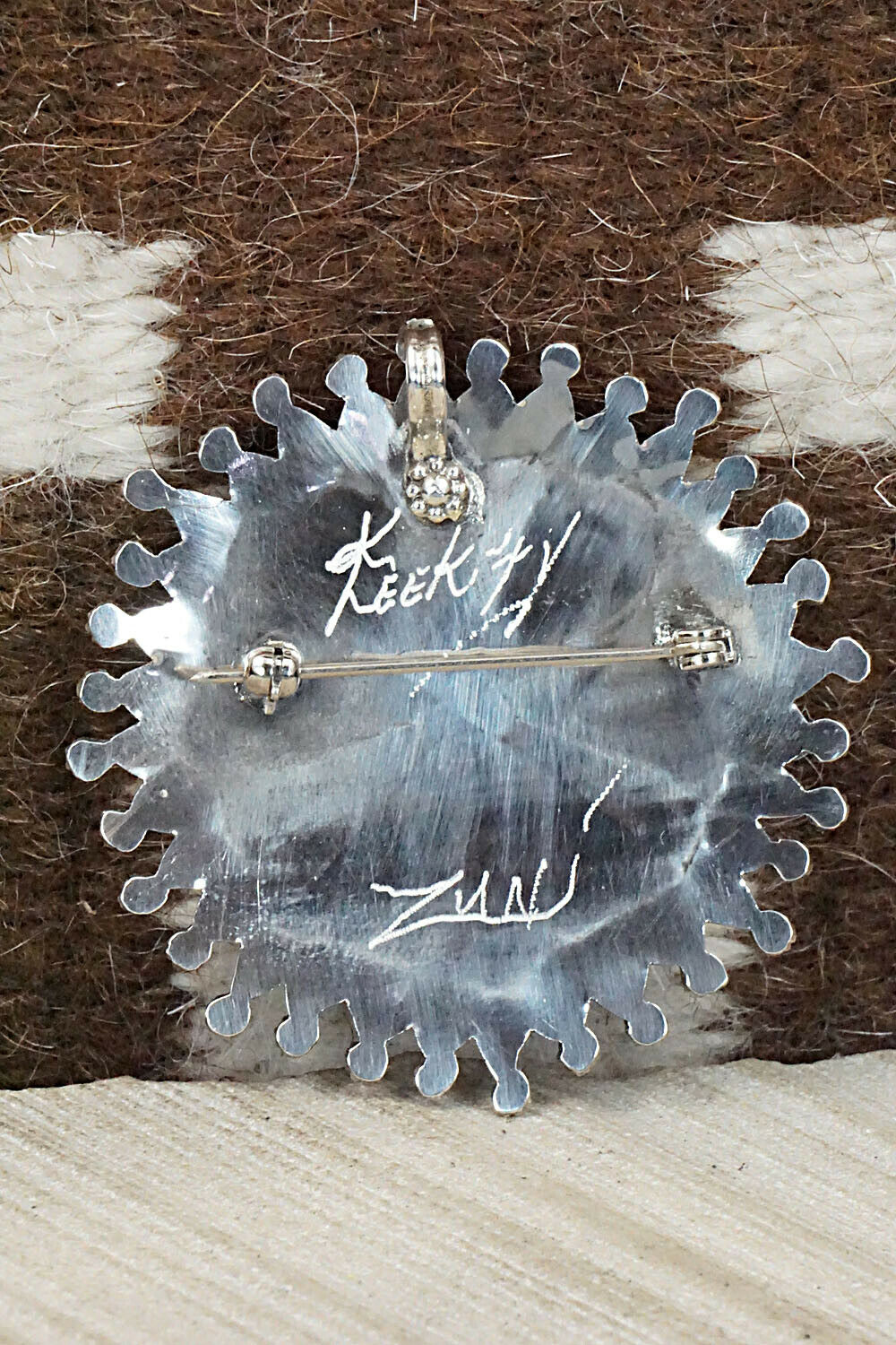 Turquoise & Sterling Silver Pendant/Pin - Keith Leekity