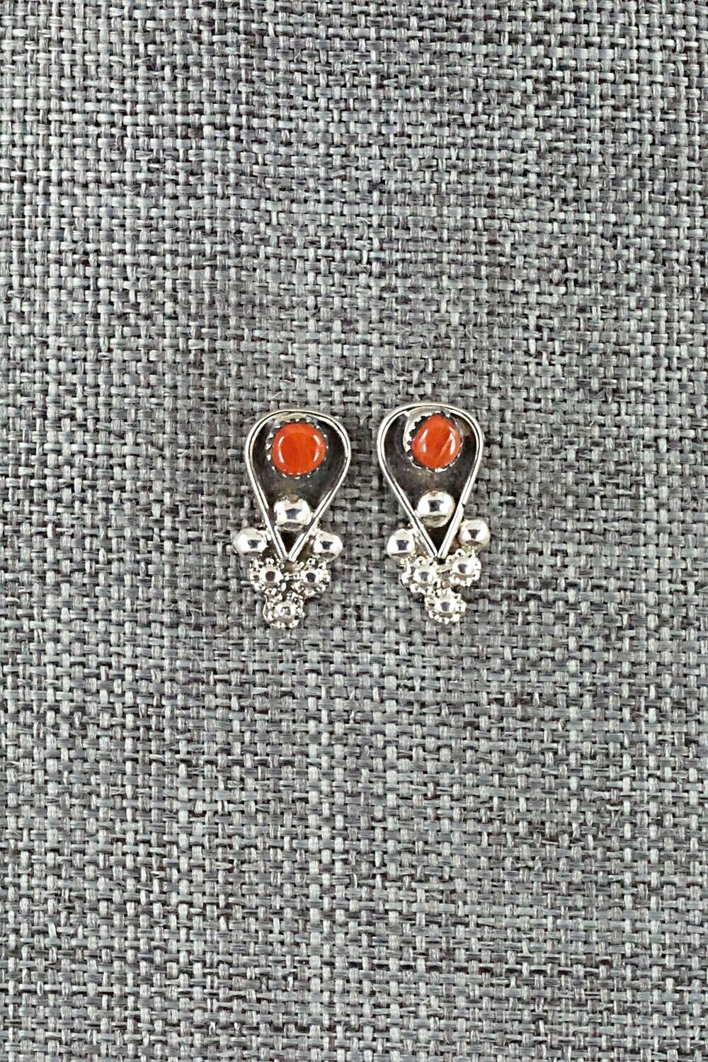 Coral & Sterling Silver Earrings - Verdie Booqua