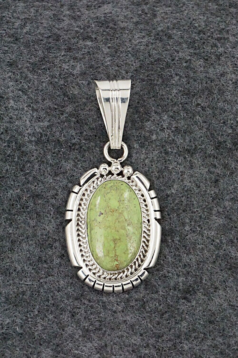 Gaspeite & Sterling Silver Pendant - Samuel Yellowhair