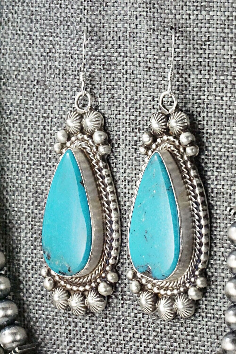 Turquoise, Coral & Sterling Silver Squash Blossom Set - Tom Lewis