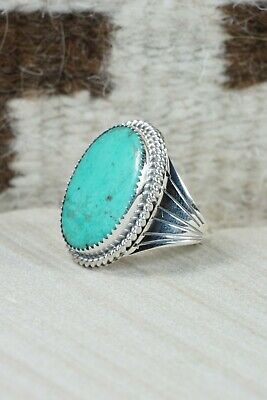Navajo Turquoise and Sterling Silver Ring - Bobby Platero - 10.25