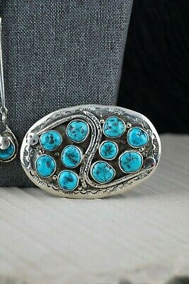 Zuni Turquoise & Sterling Silver Bolo Tie and Buckle - Jude Candelaria - High Lonesome Trading
