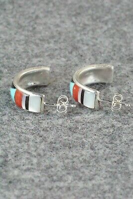 Multi Stone Inlay & Sterling Silver Earrings - Delberta Boone