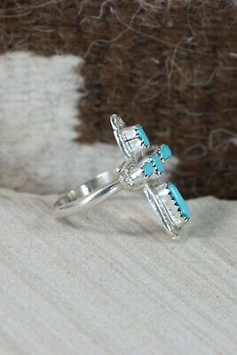 Zuni Turquoise and Sterling Silver Cross Ring - Cecilia Iule - Size 8