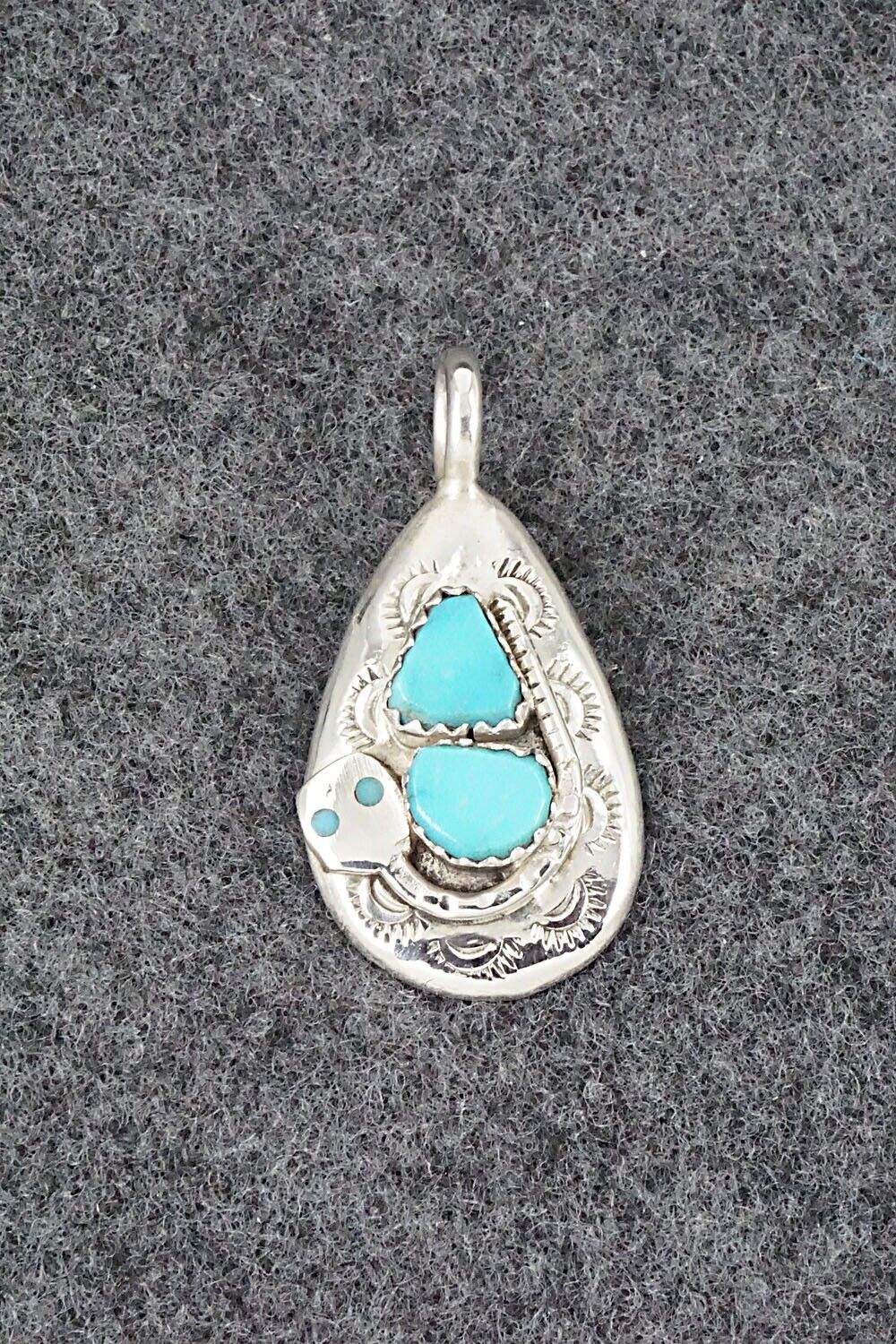 Turquoise and Sterling Silver Pendant - Joy Calavaza