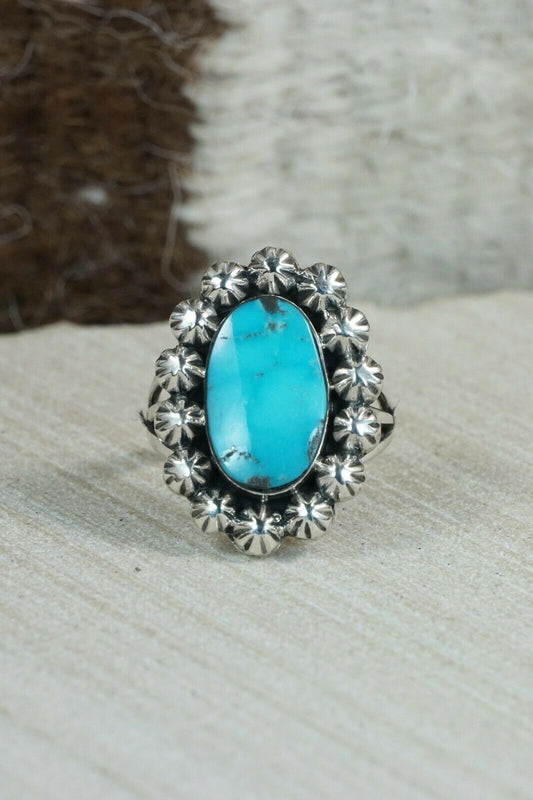 Navajo Turquoise and Sterling Silver Ring - Freida Martinez - Size 9.25