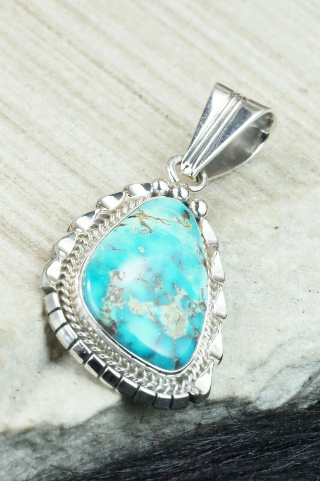 Turquoise & Sterling Silver Pendant - Samuel Yellowhair