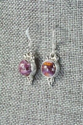 Spiny Oyster and Sterling Silver Earrings - Elaine Shirley