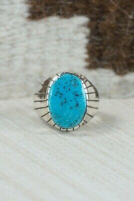 Navajo Turquoise and Sterling Silver Ring - Ray Jack - Size 10.75
