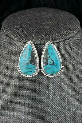 Navajo Sterling Silver & Turquoise Earrings - Mark Barney - High Lonesome Trading