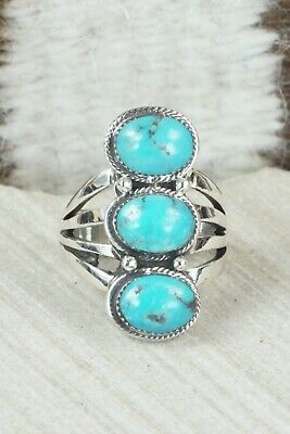 Turquoise & Sterling Silver Ring - Sheena Jack - Size 8