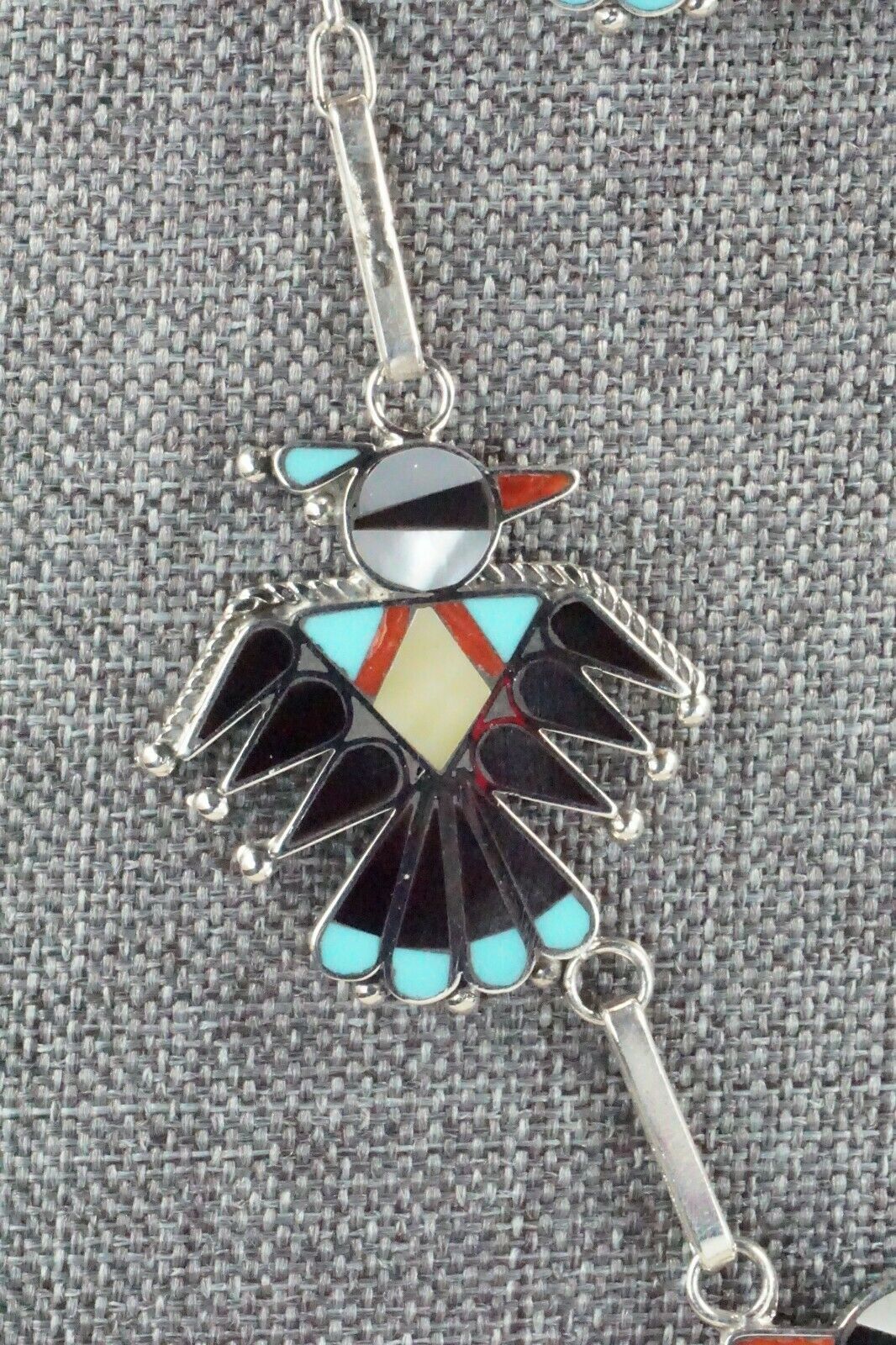Turquoise, Mother of Pearl & Sterling Silver Inlay Jewelry Set - Adrian Wallace