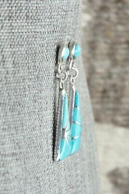 Turquoise & Sterling Silver Earrings - Kal Kallestewa