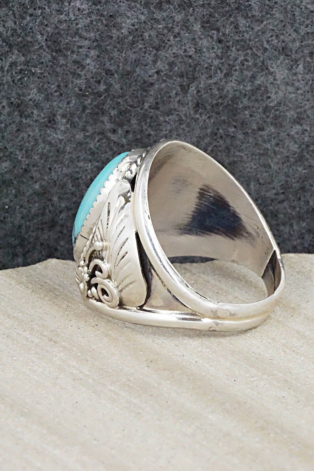 Turquoise & Sterling Silver Ring - Leonard Spencer - Size 12