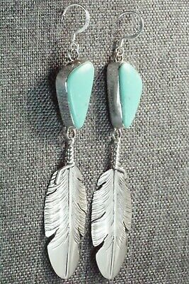 Turquoise & Sterling Silver Feather Earrings - Ben Begay