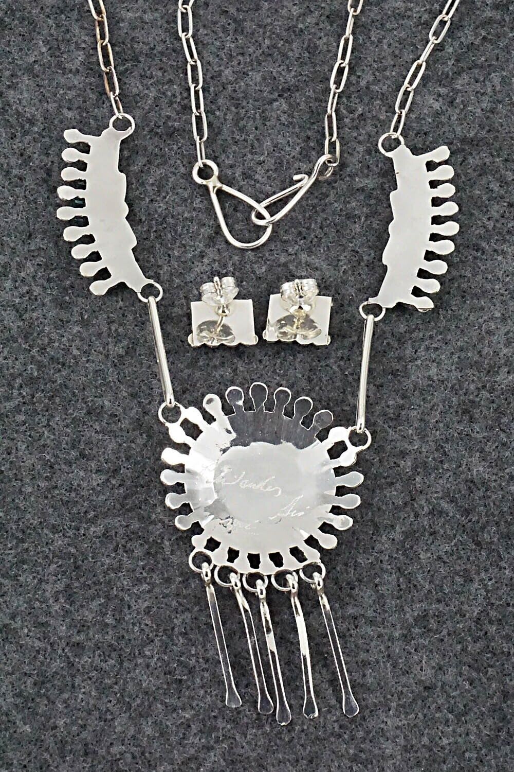 Turquoise & Sterling Silver Necklace and Earrings Set - Philander Gia