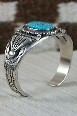 Navajo Turquoise and Sterling Silver Bracelet - Calvin Martinez - High Lonesome Trading