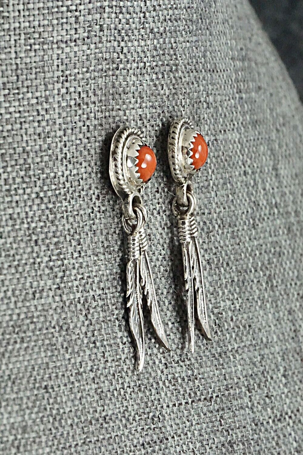 Coral & Sterling Silver Earrings - Sadie Jim