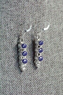 Navajo Lapis & Sterling Silver Earrings - Gary Shorty