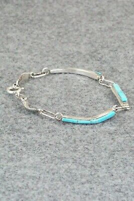 Turquoise & Sterling Silver Bracelet - Roland Natachu