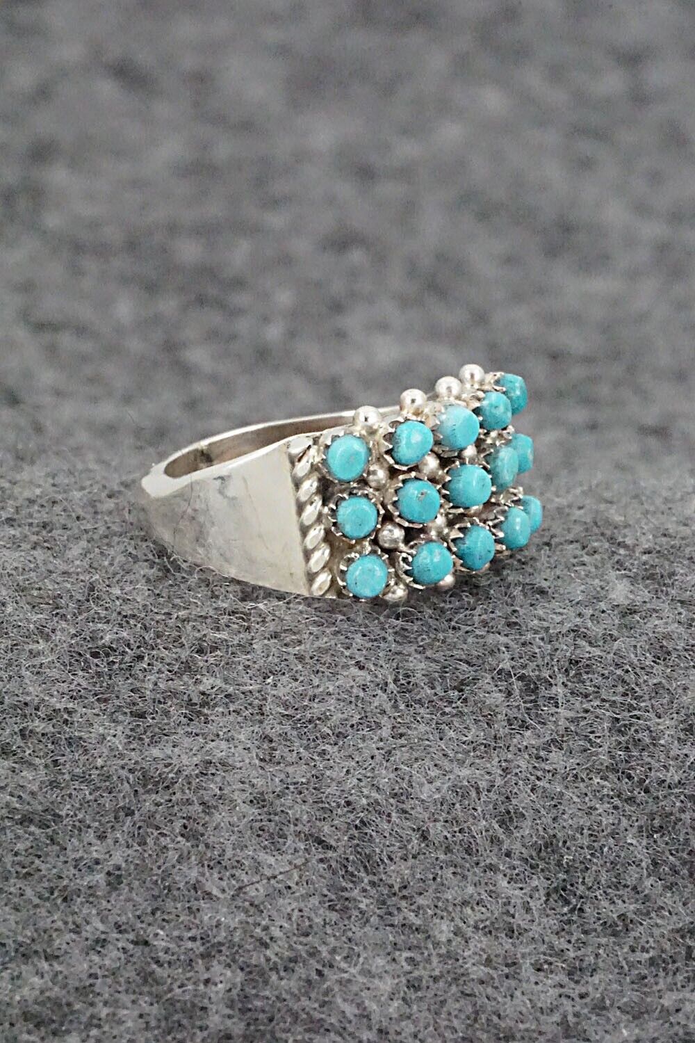 Turquoise & Sterling Silver Ring - April Haloo - Size 6.5