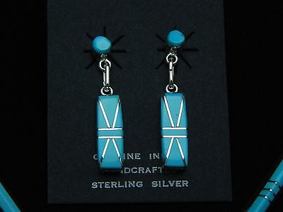 Zuni Sterling Silver, Turquoise Necklace & Earrings Set - Jolene Lamy - High Lonesome Trading