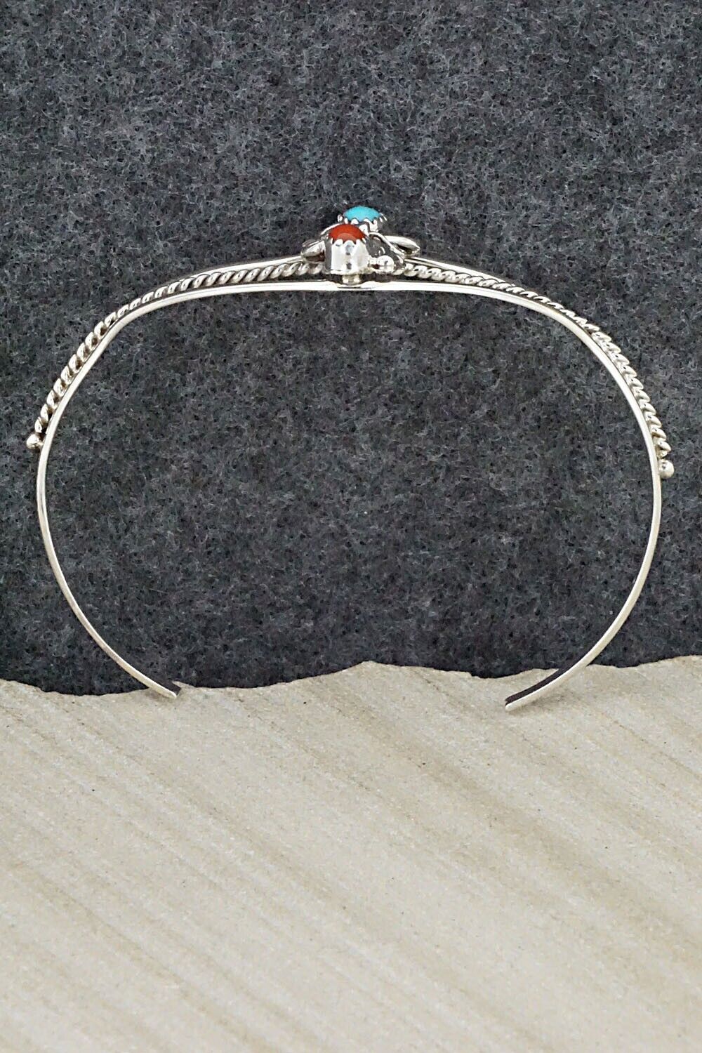 Turquoise, Coral & Sterling Silver Bracelet - William Begay