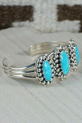 Navajo Turquoise and Sterling Silver Bracelet - Tom Lewis - High Lonesome Trading