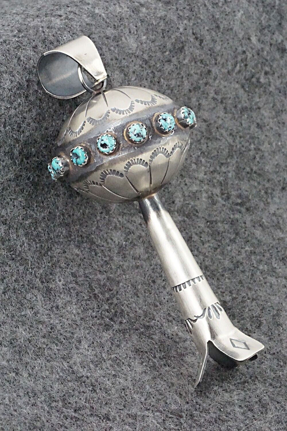 Turquoise and Sterling Silver Blossom Pendant - Tim Yazzie