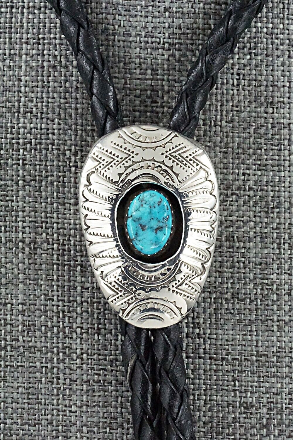 Turquoise & Sterling Silver Bolo Tie - Shirley Skeets