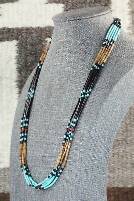 Turquoise, Coral and Shell Necklace - Esquipula Tenorio