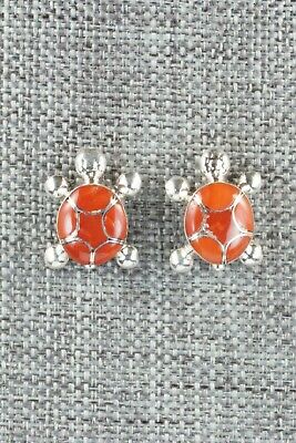 Coral & Sterling Silver Earrings - Amielda Peynetsa