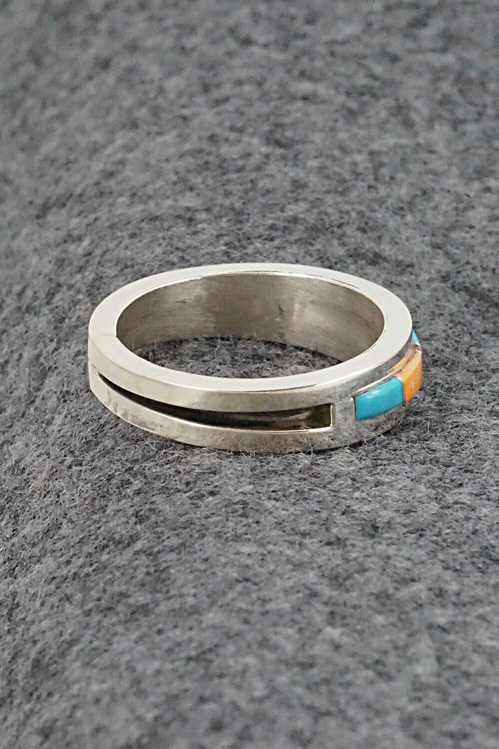 Multi-Stone & Sterling Silver Inlay Ring - Wilbert Muskett Jr. - Size 10.5