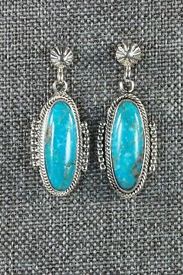 Navajo Turquoise and Sterling Silver Earrings - Verley Betone - High Lonesome Trading