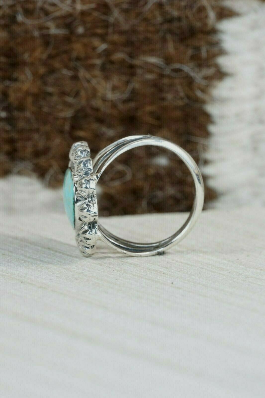 Navajo Turquoise and Sterling Silver Ring - Freida Martinez - Size 8.5