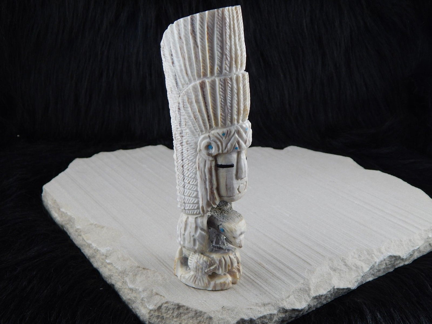Chief & Eagle Zuni Fetish Carving - Jerrold Lahaleon - High Lonesome Trading