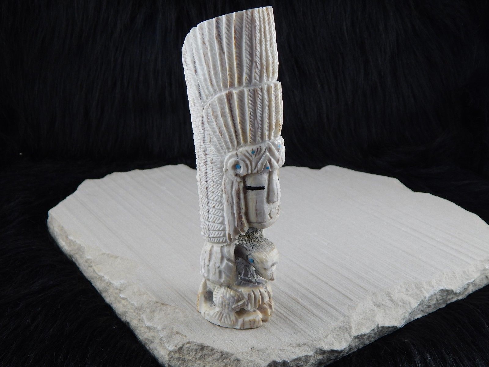 Chief & Eagle Zuni Fetish Carving - Jerrold Lahaleon - High Lonesome Trading