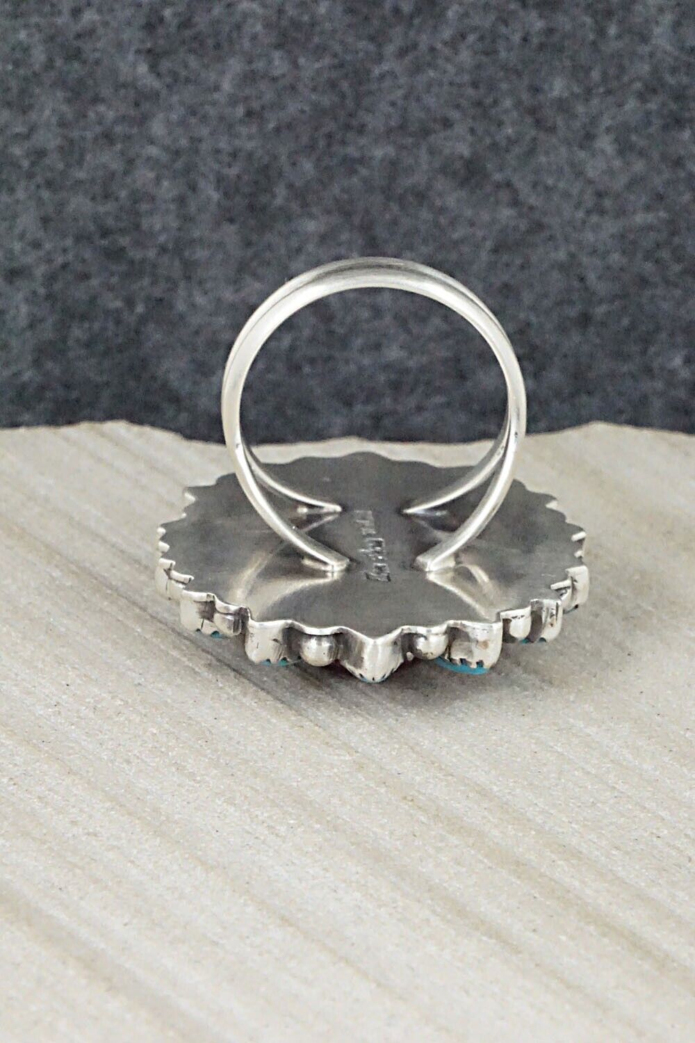 Turquoise, Spiny Oyster & Sterling Silver Ring - Tom Lewis - Size 9.25