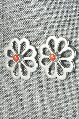 Coral & Sterling Silver Earrings - Mildred Parkhurst