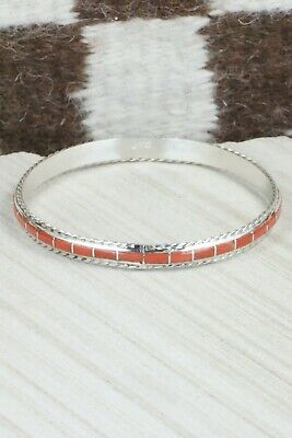 Coral & Sterling Silver Bangle Bracelet - Jessica Chavez